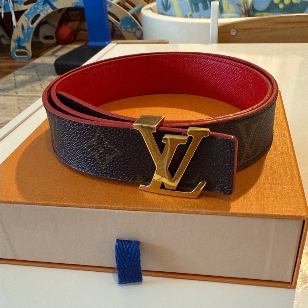 Louis Vuitton Women’s Monogram Belt in Black, Red, and Gold